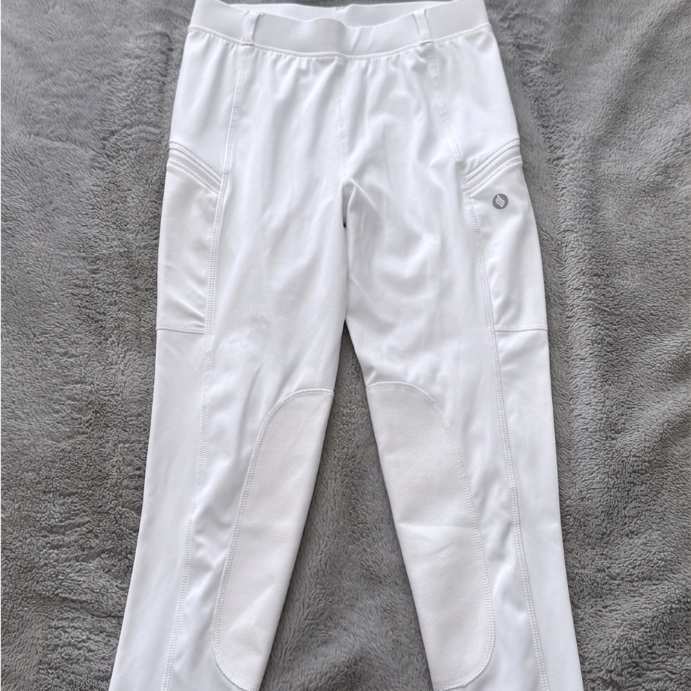 Sanity girls white equestrian/horseback riding leggings for Juniors (Sz Large)